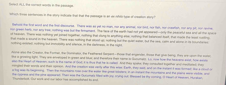 Solved: Select ALL the correct words in the passage. Which three ...