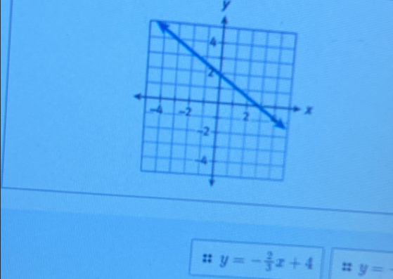 y
:: y=- 2/3 x+4 : y=