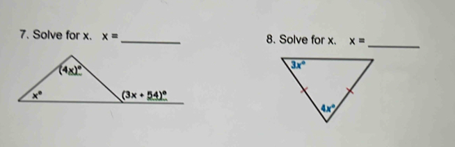 Solve for x. x= _8. Solve for x. x=
_