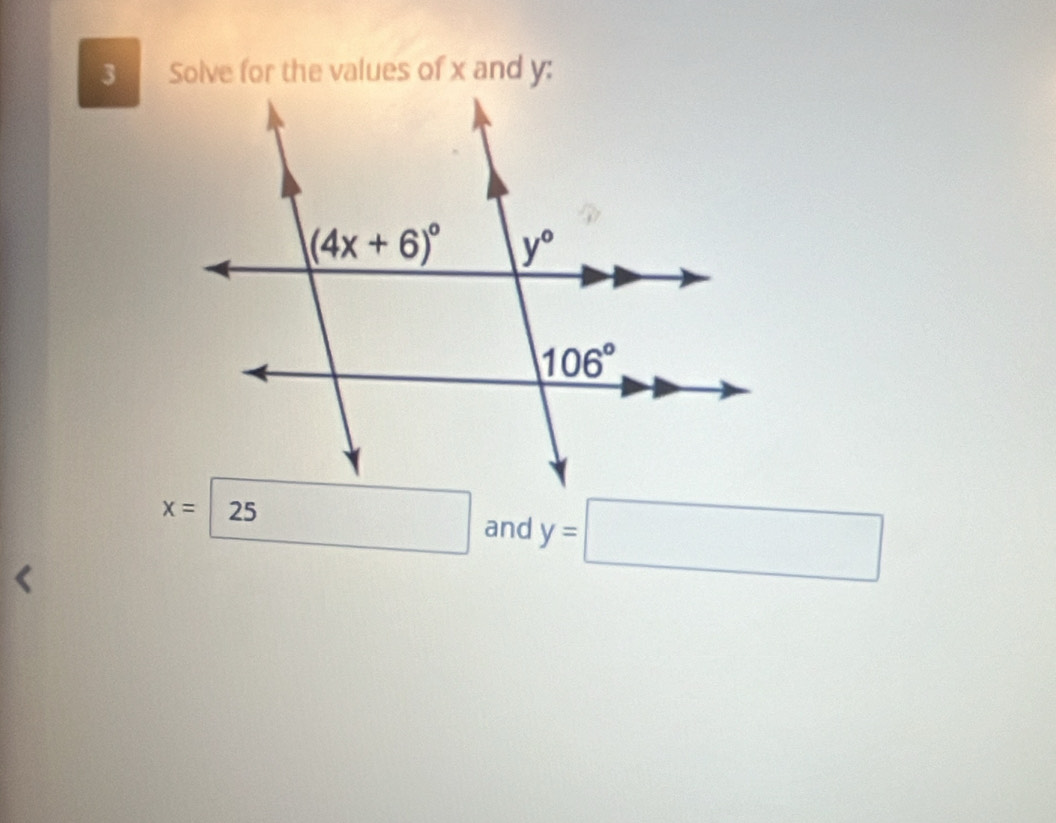 3
x= 25 □ and y=□