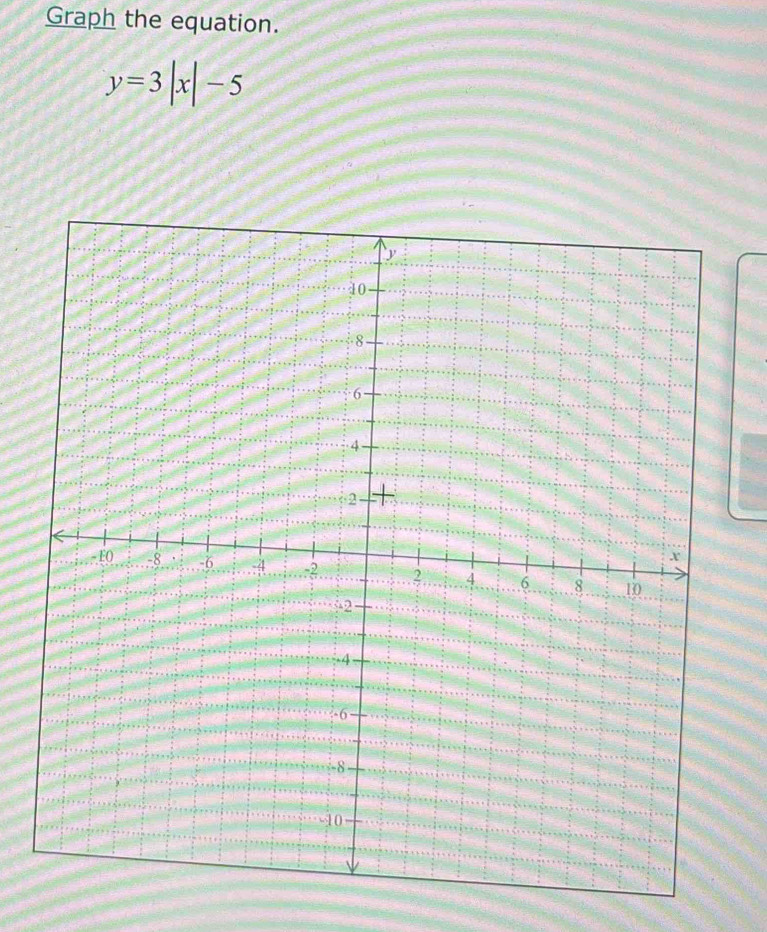 Graph the equation.
y=3|x|-5