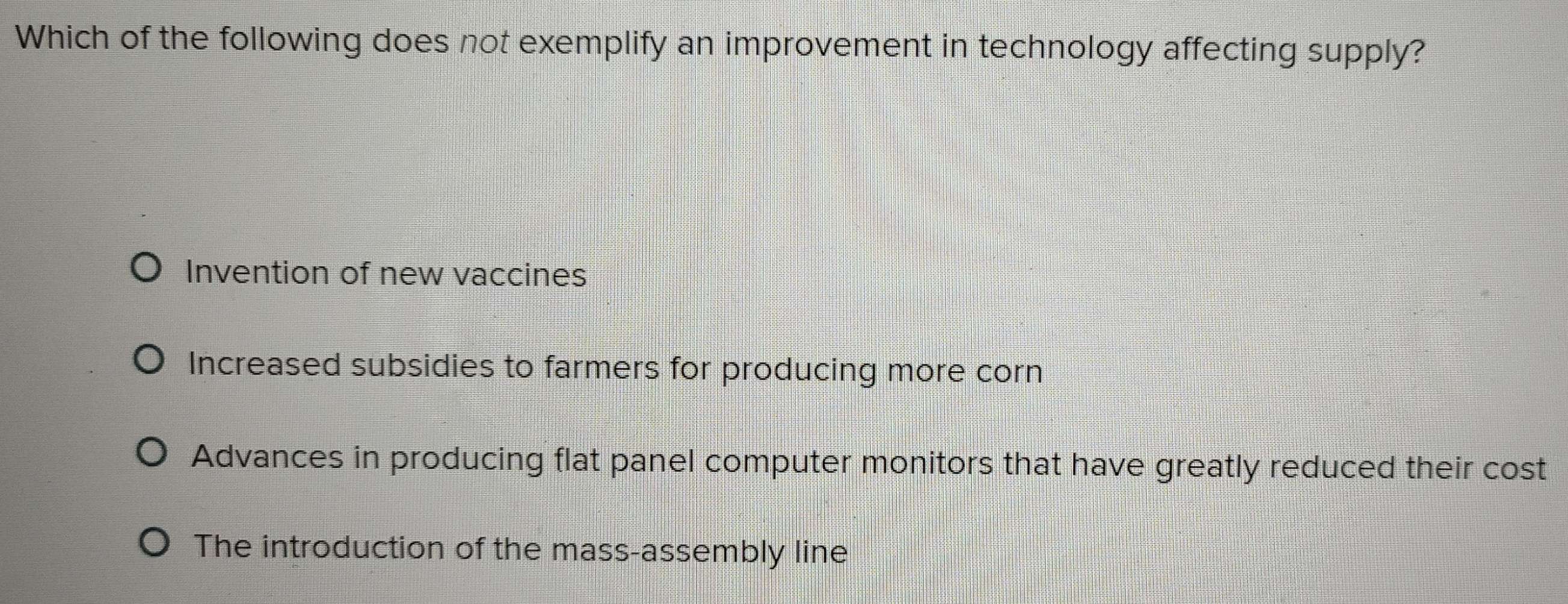 Solved: Which of the following does not exemplify an improvement in ...