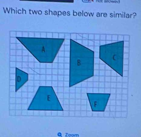 allowed 
Which two shapes below are similar? 
Zoorn