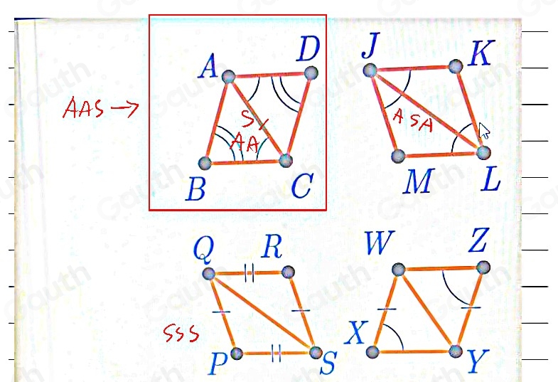Solved: Which parallelogram is divided into two triangles that can be ...