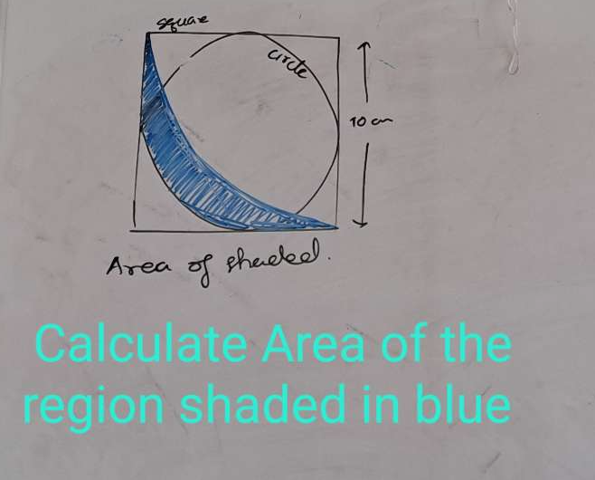 Calculate Area of the 
region shaded in blue