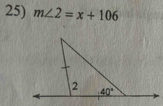 m∠ 2=x+106