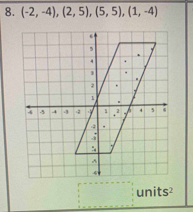 (-2,-4), (2,5), (5,5), (1,-4)
uni ts^2