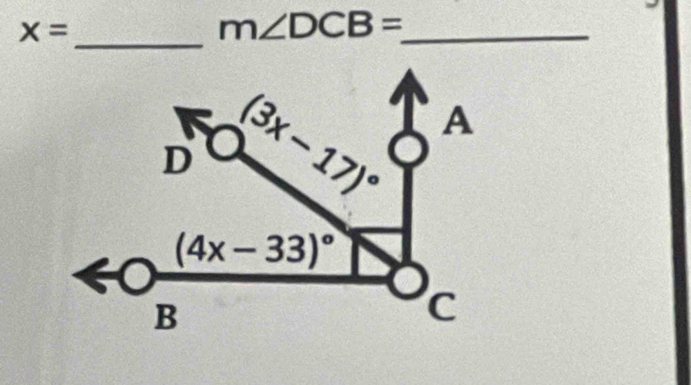 x=
m∠ DCB= _
_