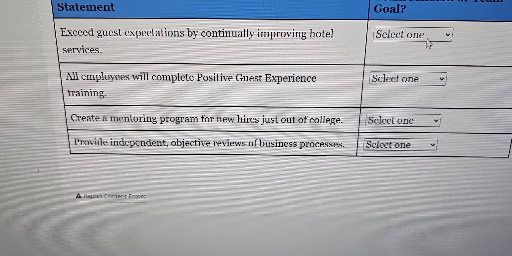 Statement Goal? 
A Report Content Errors
