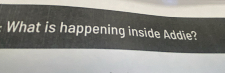 What is happening inside Addie?