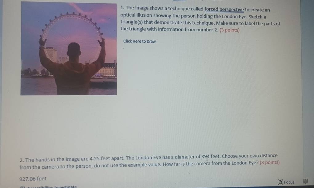 Solved: The image shows a technique called forced perspective to create ...