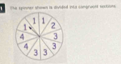 ' The spinner shown is divided into congruent sections