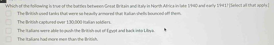 Solved: Which of the following is true of the battles between Great ...