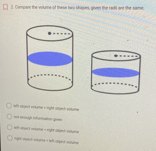 Solved: Compare the volume of these two shapes, given the radii are the ...