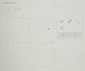 Graph the line.
y=- 1/3 x-4
×