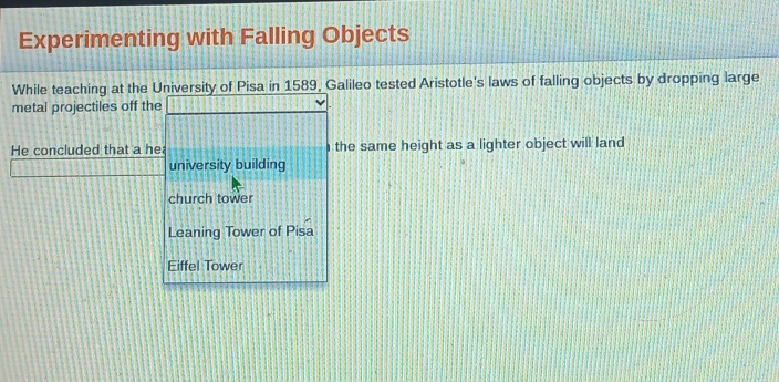 Solved: Experimenting with Falling Objects While teaching at the ...
