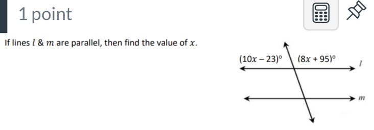 If lines l & m are parallel, then find the value of x.