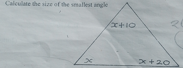 Calculate the size of the smallest angle