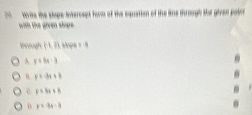 (1,2)
A B≤ 8x-
y=-3x
D b