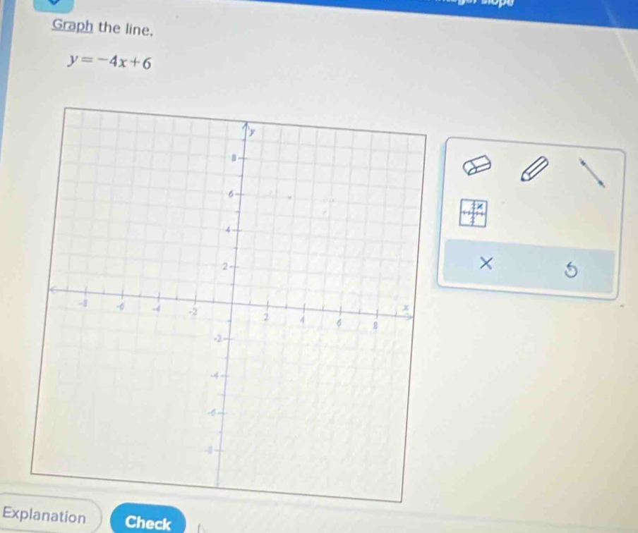 Graph the line,
y=-4x+6
× 
Explanation Check