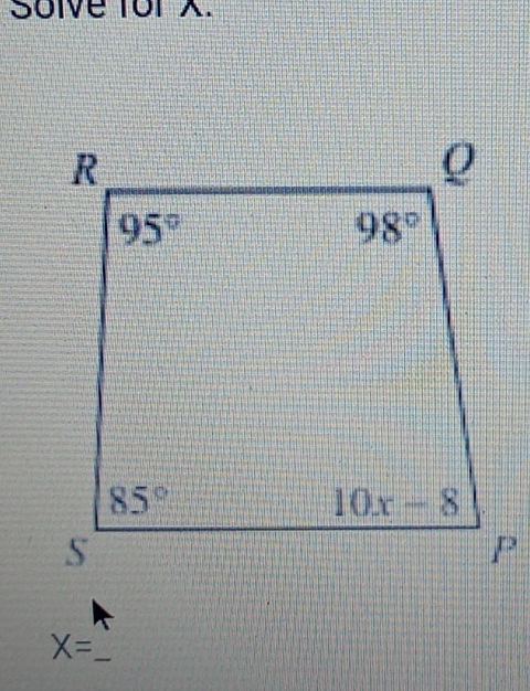 Solve for x.
X=_  _