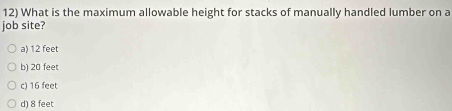 Solved: What is the maximum allowable height for stacks of manually ...