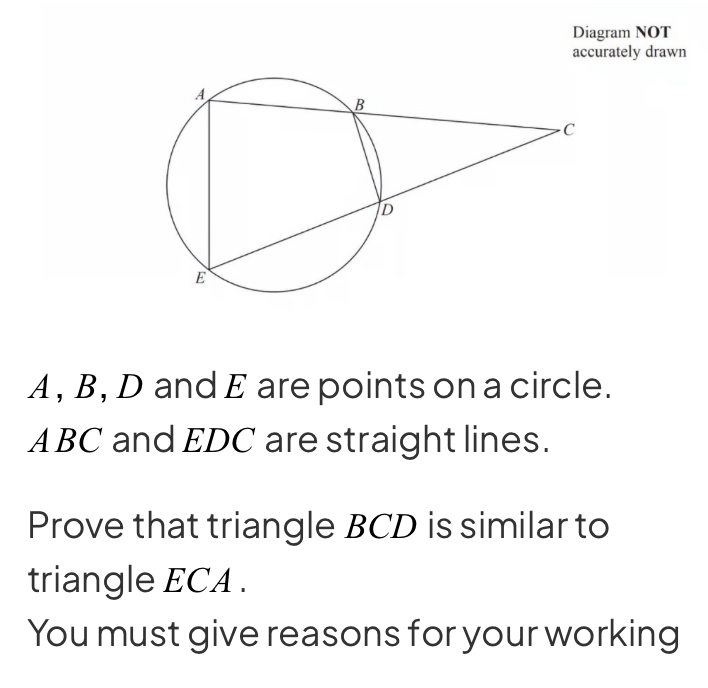 Solved: Diagram NOT accurately drawn A , B, D and E are points on a ...