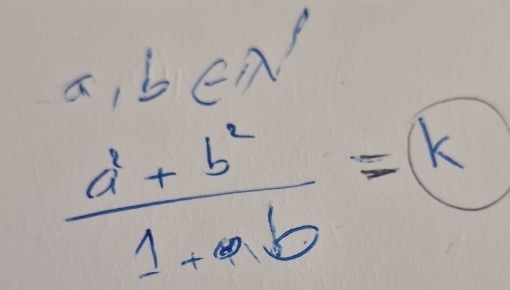 a, bea
 (d+b^2)/1+ab =k