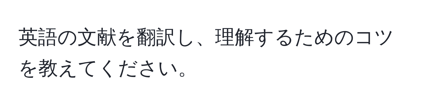 英語の文献を翻訳し、理解するためのコツを教えてください。