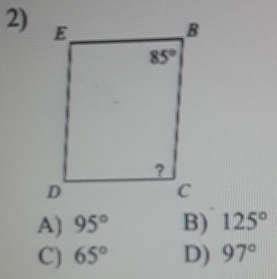 A) 95° B) 125°
C) 65° D) 97°