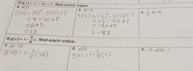 If
7. g(-12)
8. g(0) 9. -5· g(4)-1