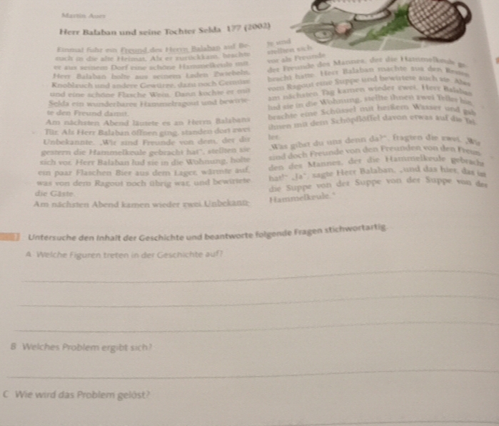 Gelöst:Martin Aues Herr Balaban und seine Tochter Selda 177 (2002 ...