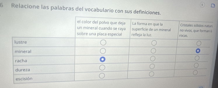 5 
6 Relacione las palabras del vocabulario con sus definiciones.