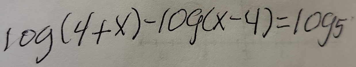 log (4+x)-log (x-4)=log _5