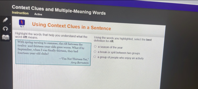 Solved: Context Clues and Multiple-Meaning Words Instruction Active Try ...