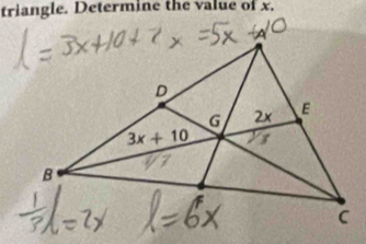 triangle. Determine the value of x.