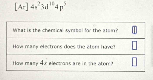 [Ar]4s^23d^(10)4p^5