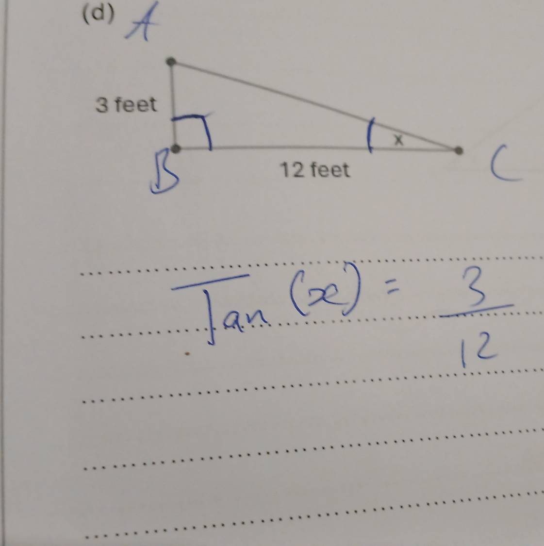 tan (x)= 3/12 