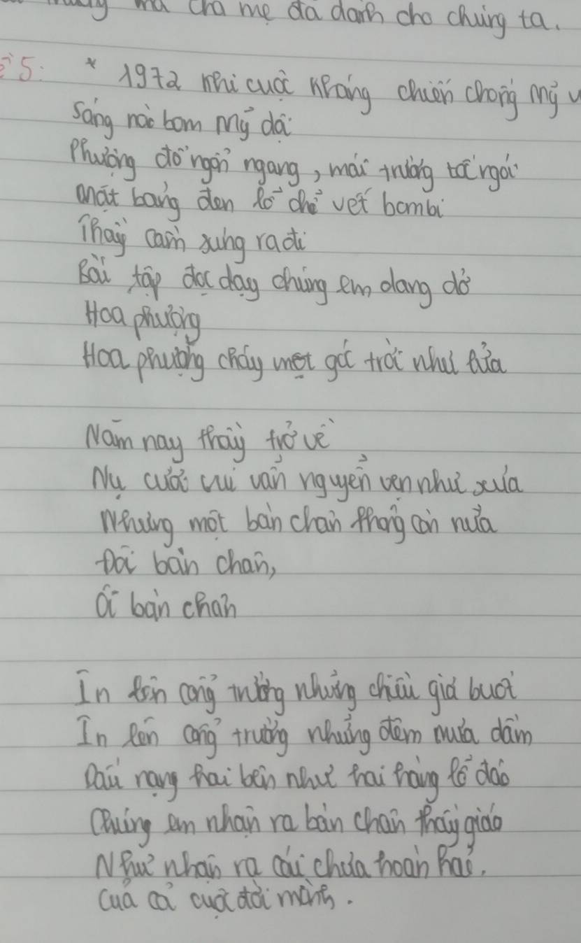 my wu cha me da dam cho chirg ta. 
5: x 19+a mi cuài hoing chuén chong my 
Sang noi bom my da 
Phating do `rgon ngang, mái tunng tárgd 
anat bang den Ro che vet bambi 
Thay carm sung radi 
Bài tāp do dag chung em dang dà 
Hoa phuing 
Hoa phcuting choly met got trà what Qǎā 
Nam nay thay treve? 
Nu cult wi van ngyen venwhui sua 
Waning not bain chain Mhang con nu 
Dài bàn chan, 
oí bàn chan 
In toin cong inting whiing chii giò buàt 
In Ran cong trutng whuing dém muia dan 
Qaii rang hai bèin nu hai hāng hē dào 
Qouing em whain ra bàn chain Zhaygiào 
Nhu whan ra cai chola hoan has. 
cua ca cud dài mins.