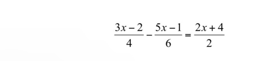  (3x-2)/4 - (5x-1)/6 = (2x+4)/2 