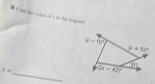 Find the value of c in the diagram
_
x=