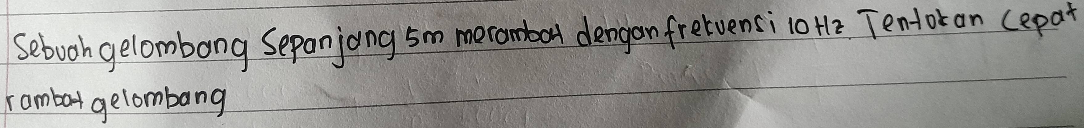 Sebooh gelombong Sepanjong 5m meranboy dengan fretvensi 10 H12. Tentor an (epat 
rambot gelombang