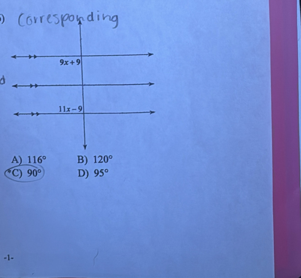 A) 116° B) 120°
C) 90° D) 95°
-1-