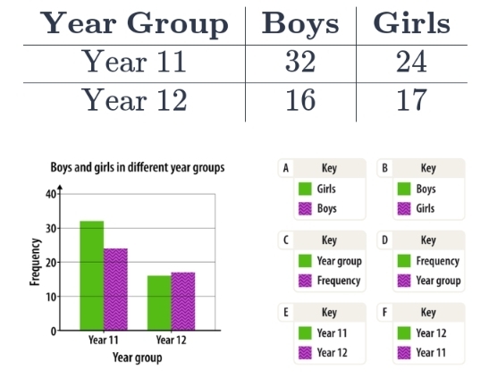 AB Key 
Boys 
Girls 
( Key D Key 
Year group Frequency 
Frequency Year group 
Key 
E Key F
Year 11 Year 12
Year 12 Year 11