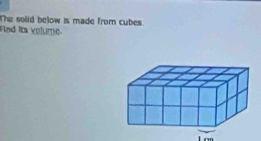 The solid below is made from cubes. 
Fad its volume.