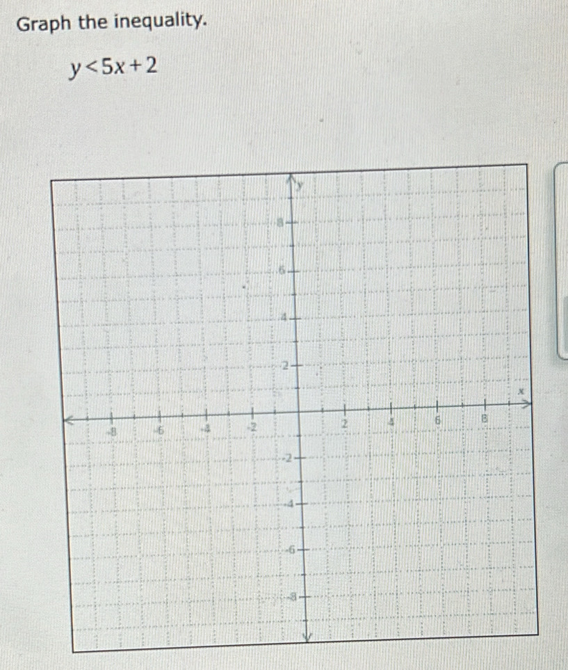 Graph the inequality.
y<5x+2