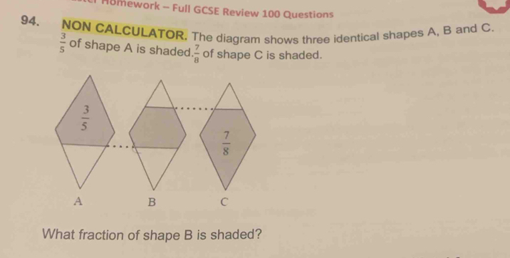 Solved: Homework - Full GCSE Review 100 Questions 94. NON CALCULATOR ...