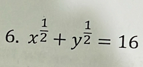 x^(frac 1)2+y^(frac 1)2=16