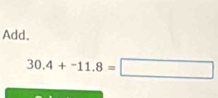 Add.
30.4+-11.8=□