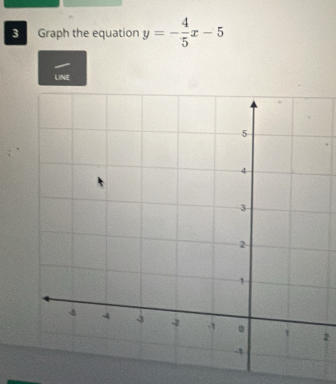 Graph the equation y=- 4/5 x-5
LINE 
2